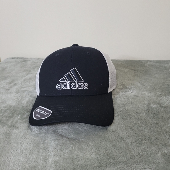 * Adidas Men's Structured Mesh Snapback Hat Adjustable Fit Black White - Picture 6 of 14